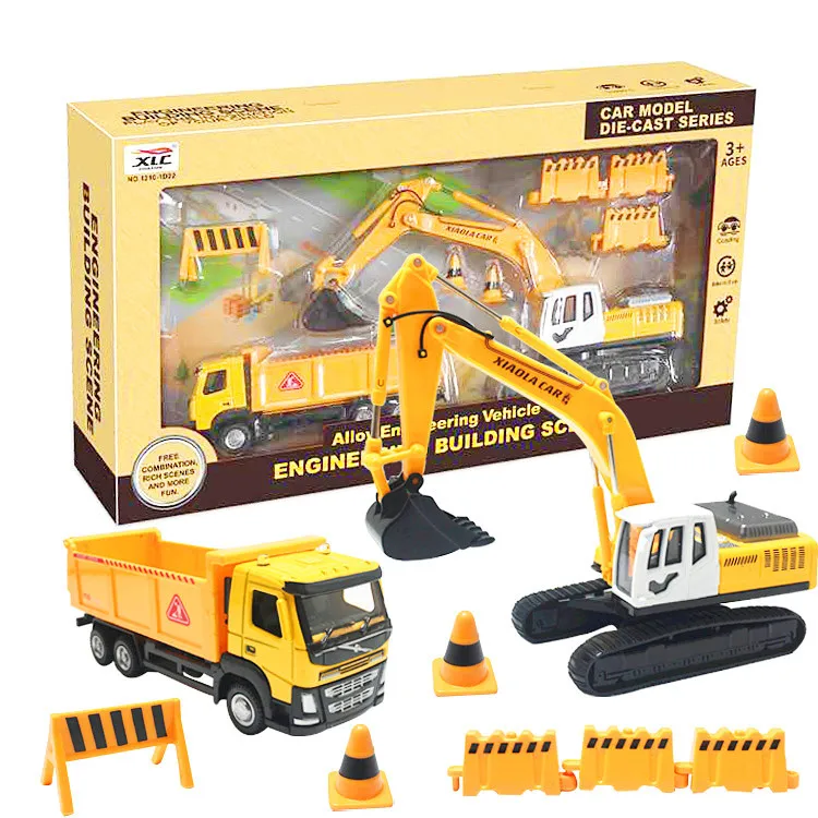 

City Simulation Construction Engineering Vehicle Excavator Set Child Toy Taxi Alloy Car Model