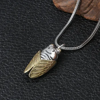 

925 Sterling Silver Jewelry Men And Women Personality Popular Summer Cicada Pendant Thai Silver Chain Pendant Jewelry