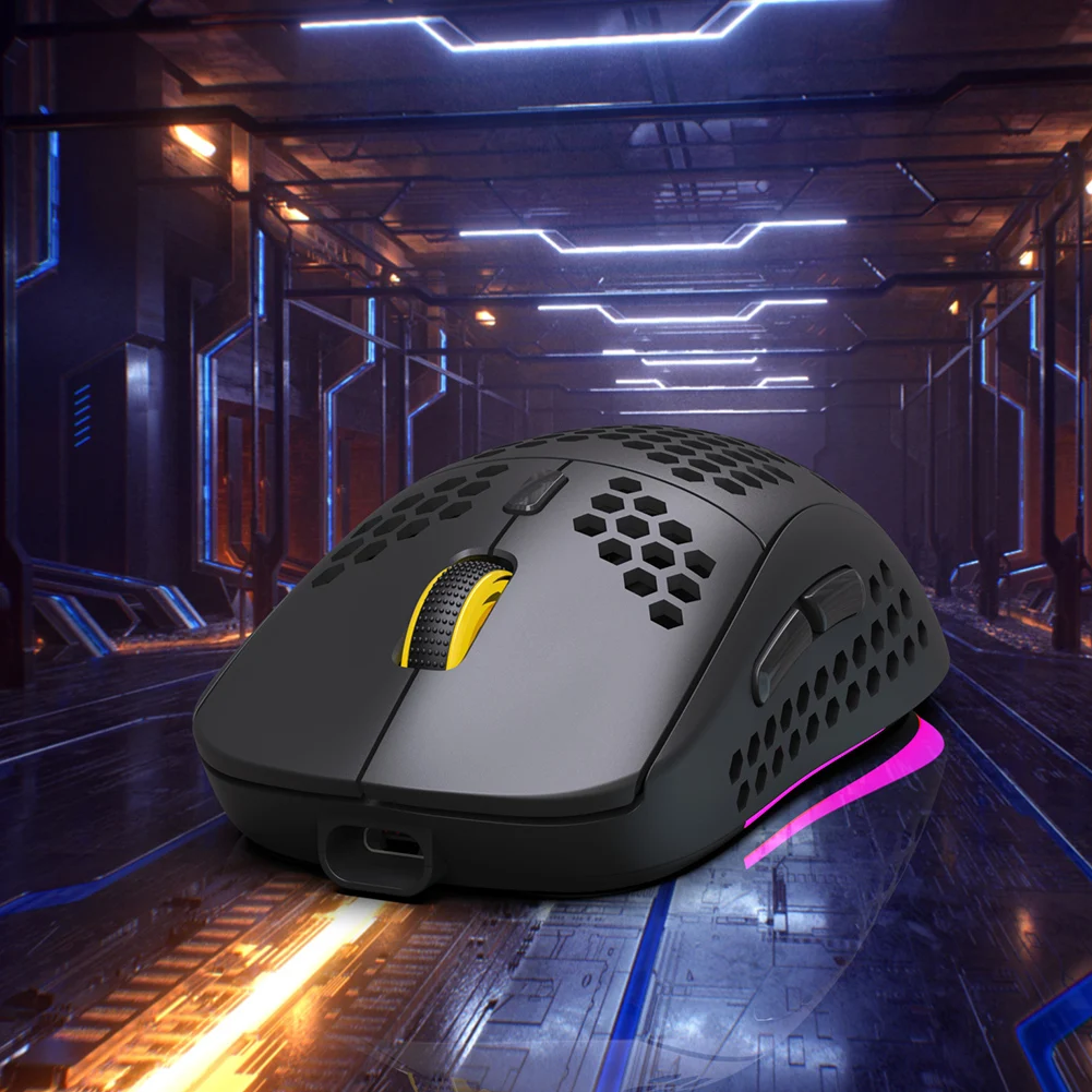 HXSJ T90 2.4GHz USB Wireless  Optical Mouse Rechargeable Built-In 750mAh Battery 6 Colors RGB Backlight Gaming Mice