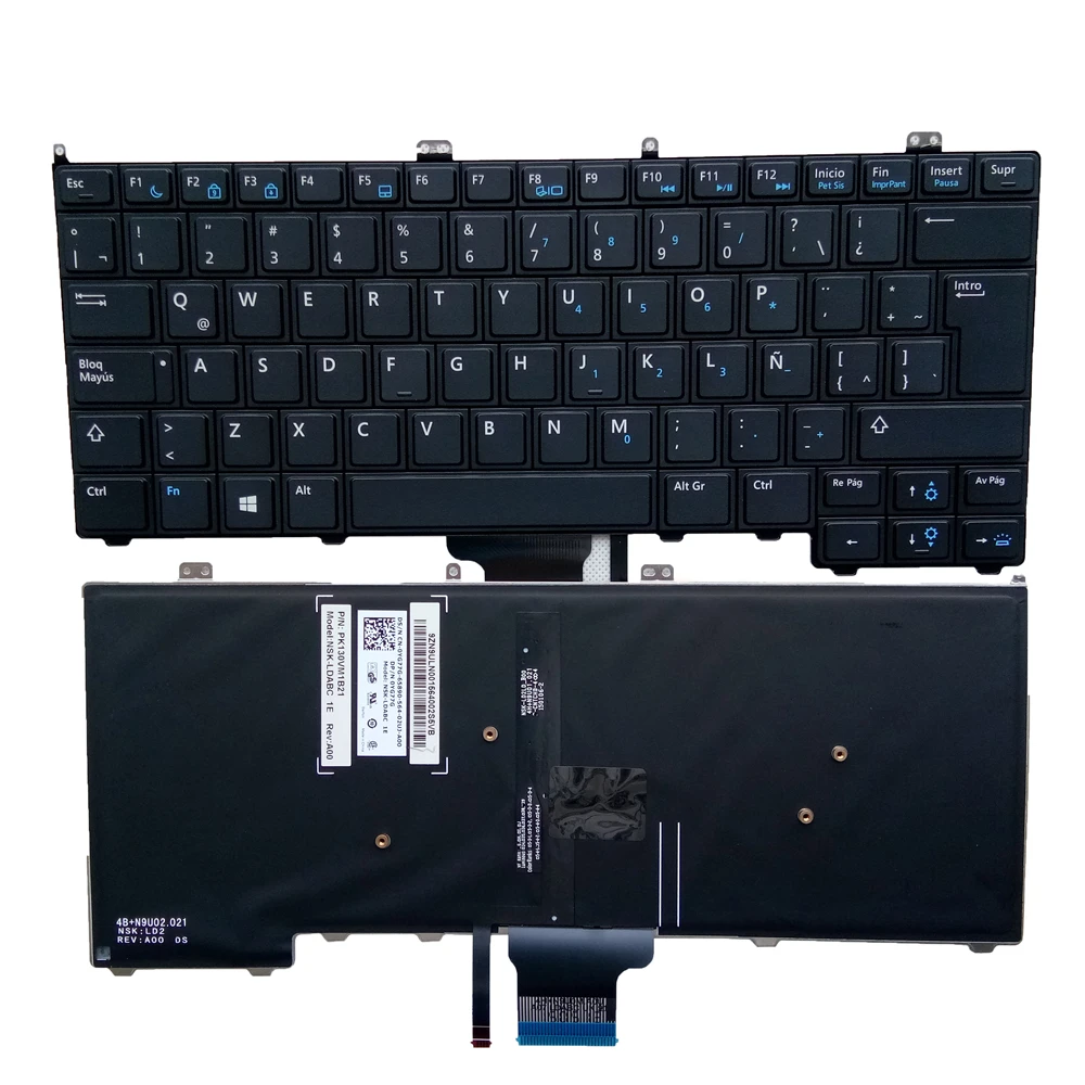 Teclado do Portátil Espanhol para Dell Latim Pk130vn1b21 Nsk-ld0bc 1e Pointer Ponteiro Backlit Preto la E7440 E7420 E7240 - Imagem 4