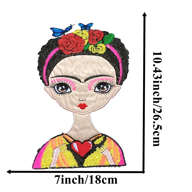 WUYUCONG Новое поступление Frieda Artist Girl расшитая блестками железная заплатка для одежды цветочные женские нашивки с блёстками и аппликациями DIY Наклейка