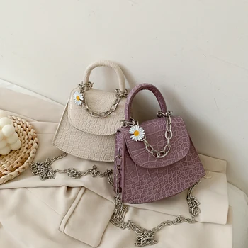 

Alligator PU Shoulder Bag Women Daisy Chain Mini Totes Crossbody Handbag