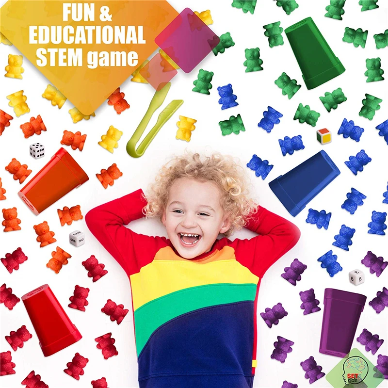 100pcs+ Rainbow Sensory Toys Counting Bears Matching Sorting Cups Baby Kids Games Learning Preschool Educational Montessori Toys