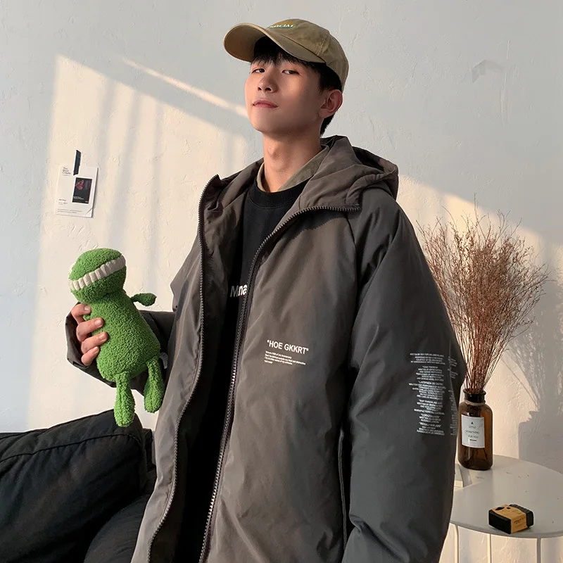 Hong Kong Style Ink Lang Workwear Cotton-padded Clothes Male STUDENT'S Warm Loose-Fit INS down Coat Online Celebrity Douyin Co