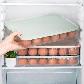 

Single-layer 24 Grid Refrigerator Egg Holder Box Storage Food Savers Space Tray with Lid Container Rack Organizer House