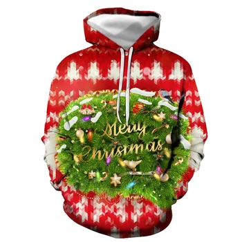 

Christmas gift series casual style men and women 3D hoodie autumn and winter sweatshirt red warm jacket brand direct sales