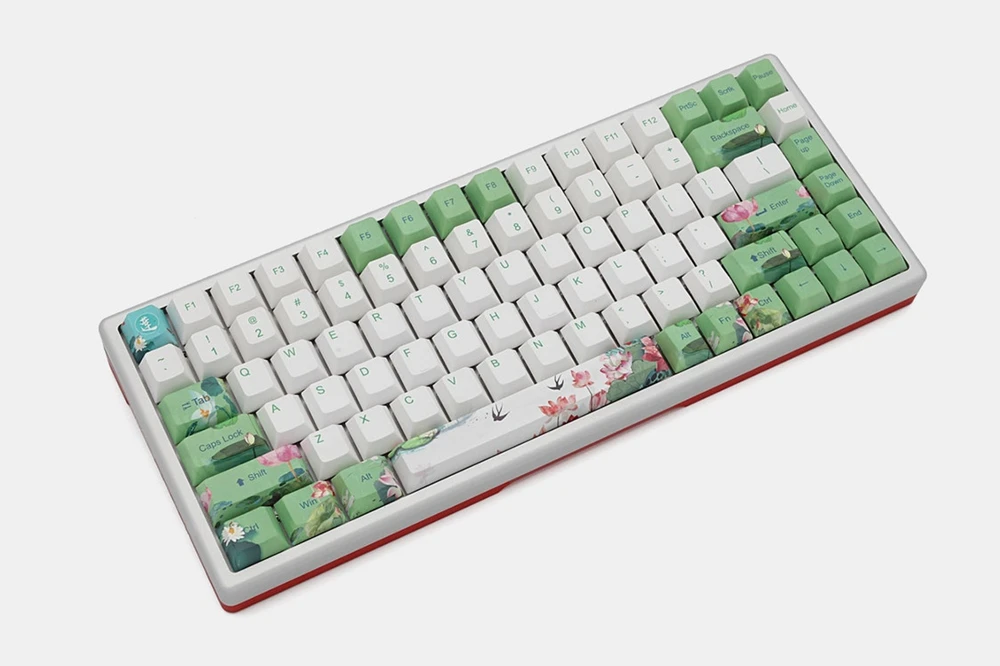 Gk84 механическая клавиатура 75% dye sub keycap cnc анод алюминиевый светильник rgb чернила paintingsakura lotus bluetooth 4,0 USB двойной режим