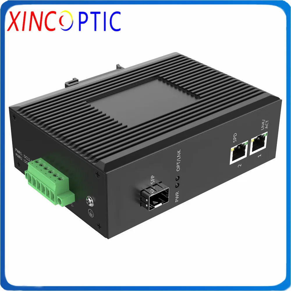 Промышленный медиа-конвертер 1000 м 1 волокно и 2RJ45 -40 ~ 85 ℃ * 1000Base-X 2*10/100/1000Base-T с
