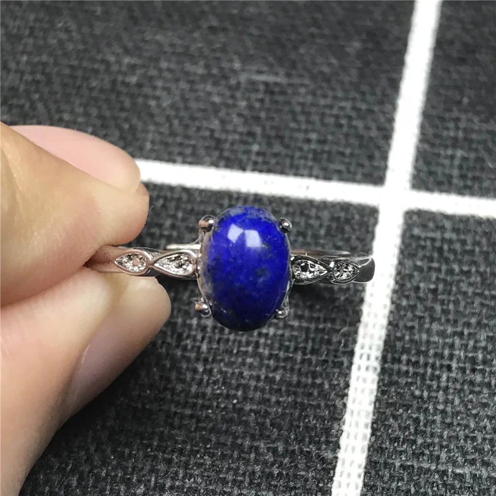 Натуральный Королевский Синий Лазурит кольцо для мужчин и женщин с украшением в виде кристаллов подарок любимым 8x6 мм бисер драгоценный камень Регулируемые кольца ювелирные изделия AAAAA
