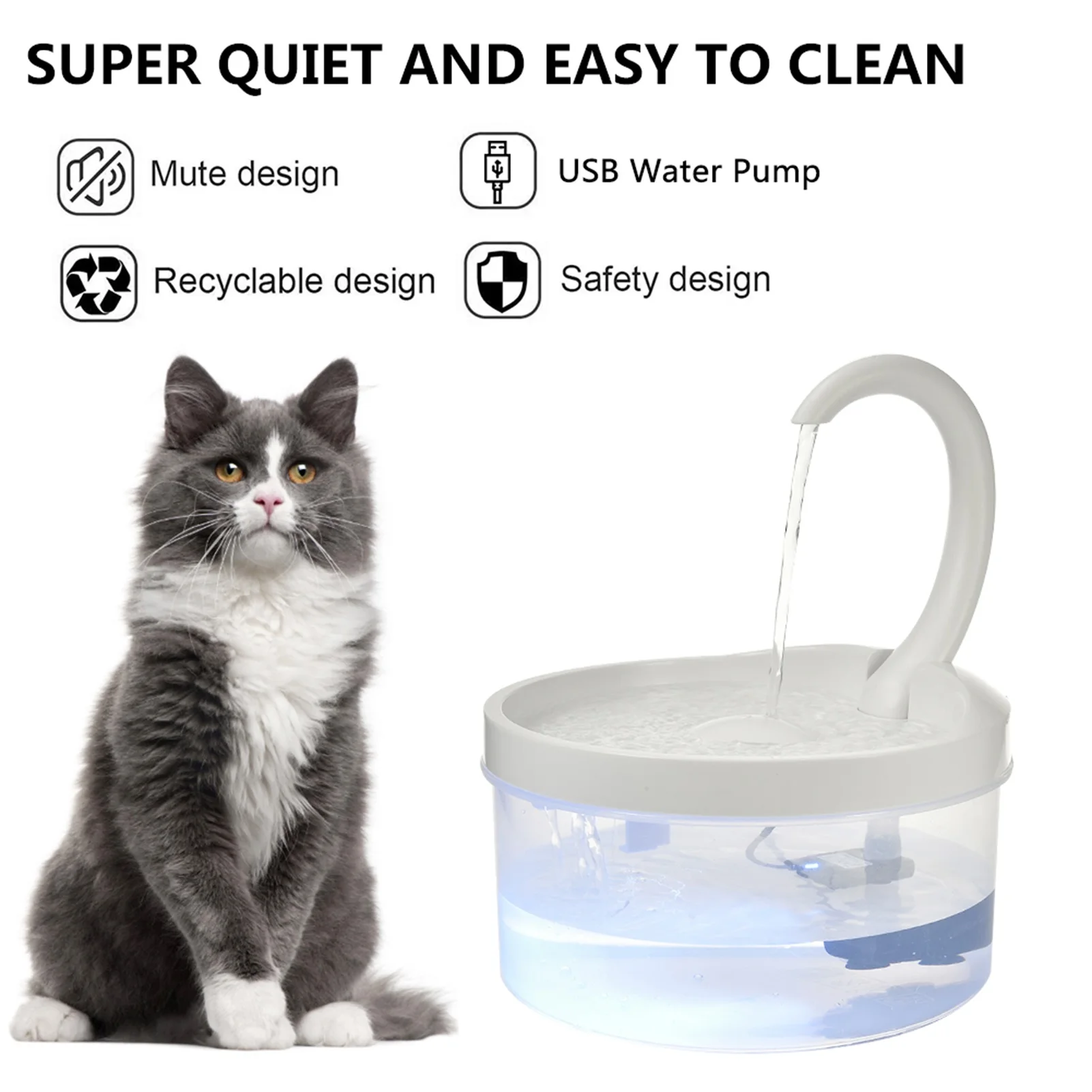 Pet Water Fountain Cat Water Dispenser Automatic Drinking Fountain With LED Light For Cats Dogs