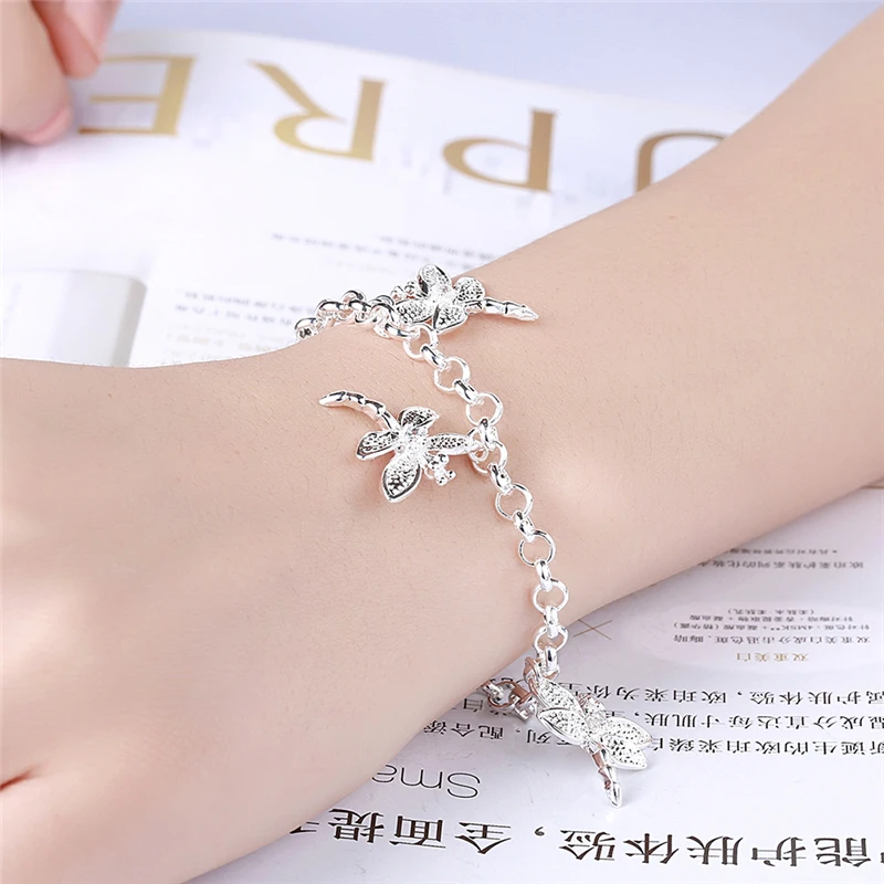 Fashion Accessories LFive Stars Womens Chains Bracelet 8inch H193,925 Silver 