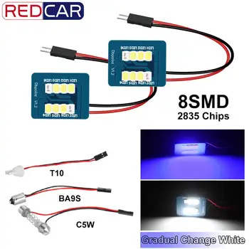 

2pcs T10 W5W C5W Festoon BA9S 3 Adapter Led Bulb 8SMD 2835 Led Chips Gradual Change White Car Led Parking Bulb Auto Panel Light