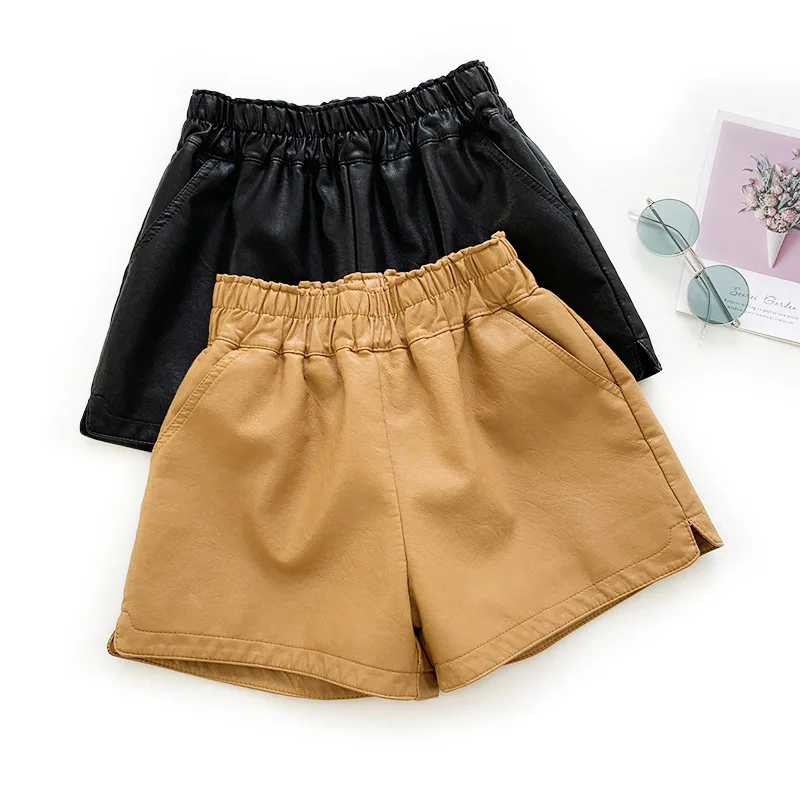 AcFirst Autumn Black Green Women Fashion PU Leather Shorts High Waist Shorts HotPants Sexy Short Plus Size Moto Biker Bottom