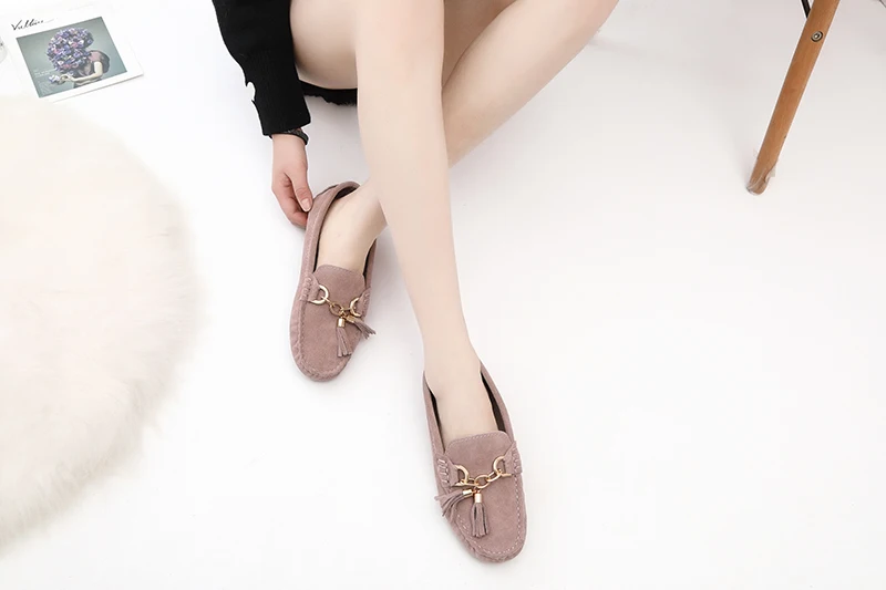 GRWG New Arrival Casual Womens Shoes Genuine Leather Women Loafers Moccasins Fashion Slip On Women Flats Shoes Women's Flats cheap