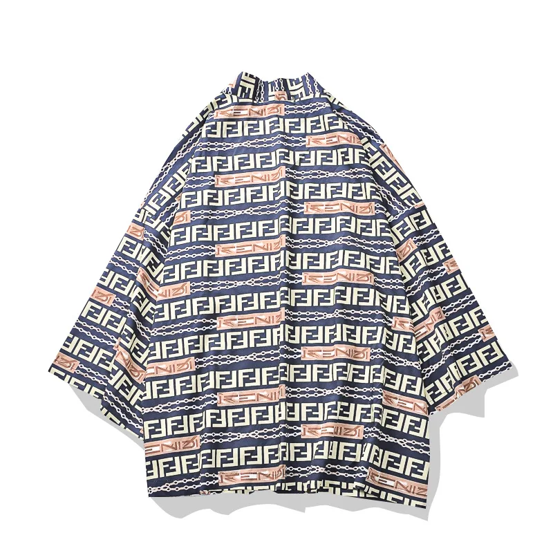 Традиционное японское кимоно yukata с фруктовым узором, мужской японский короткий халат, свободный японский кардиган kimomo, кимоно japones haori