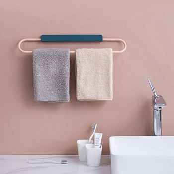 

Punch-free Bathroom Towel Rack Hanger Wall-mounted Bathroom Storage Rack Tower Hanger Bathroom Accessories Shelf Towel Bar Iron