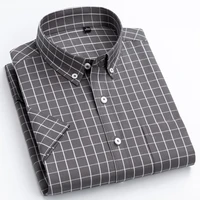 MACROSEA Men's Casual Plaid Shirt High Quality 100% Cotton Men's Summer Big & Small Plaid Shirts Short Sleeve Mens Social Shirts 2