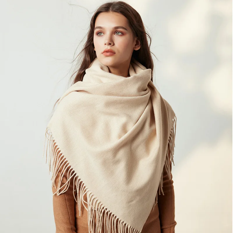 Brands Warm Cashmere Scarf Female Thick Soft Winter Poncho Brown Long Shawl Plaid Wrap For Women Tassel Stoles Lady Wool Scarfs