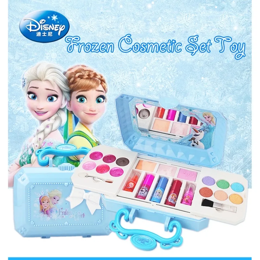 Disney-conjunto de maquillaje para niña, set de cosméticos de princesa elsa de frozen, caja de maquillaje de belleza con caja original, regalo de Navidad para niños