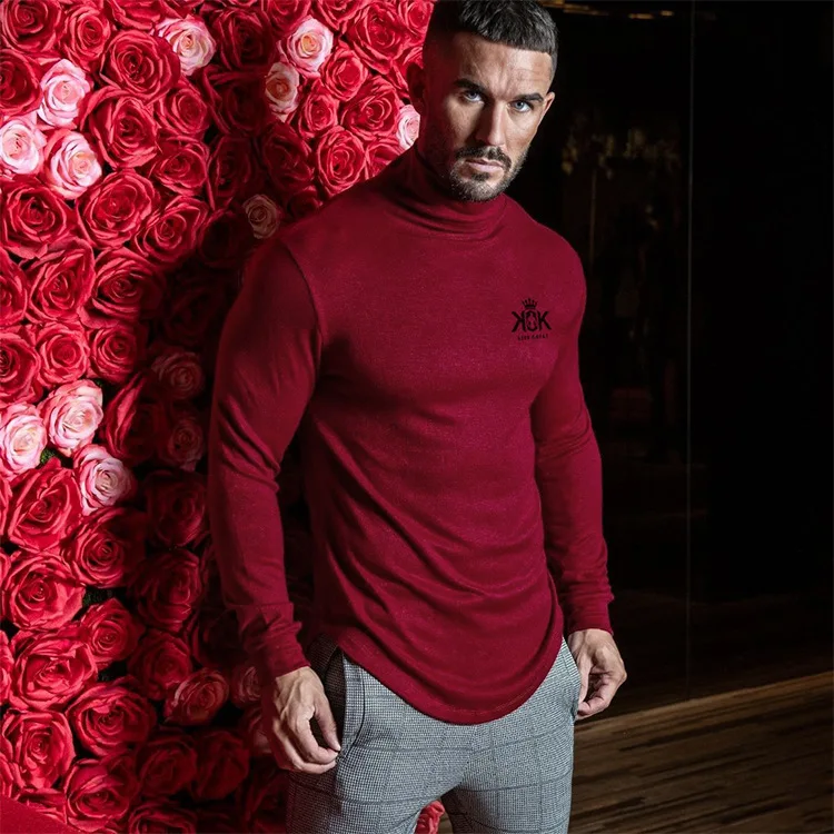 suéter de Otoño Invierno para hombres, Джерси, Повседневное de Цвет твердых de cuello alto para hombres, pulóveres de algodón de p
