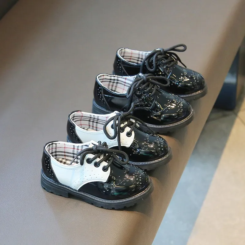 Children's Leather Shoes Round Toe Lace-up Elegant Spring