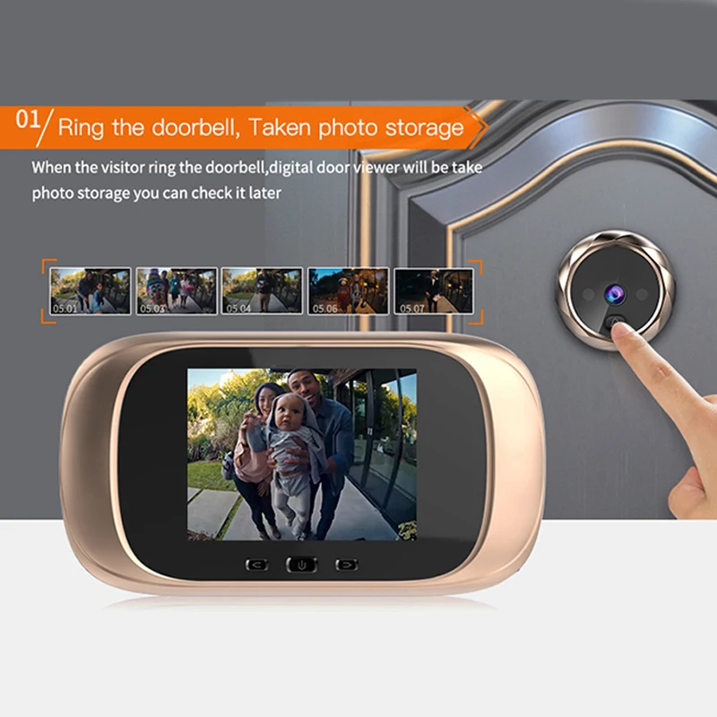 Timbre Digital con pantalla LCD a Color de 2,8 pulgadas, Sensor de movimiento infrarrojo, Larga modo de reposo, visión nocturna, cámara HD