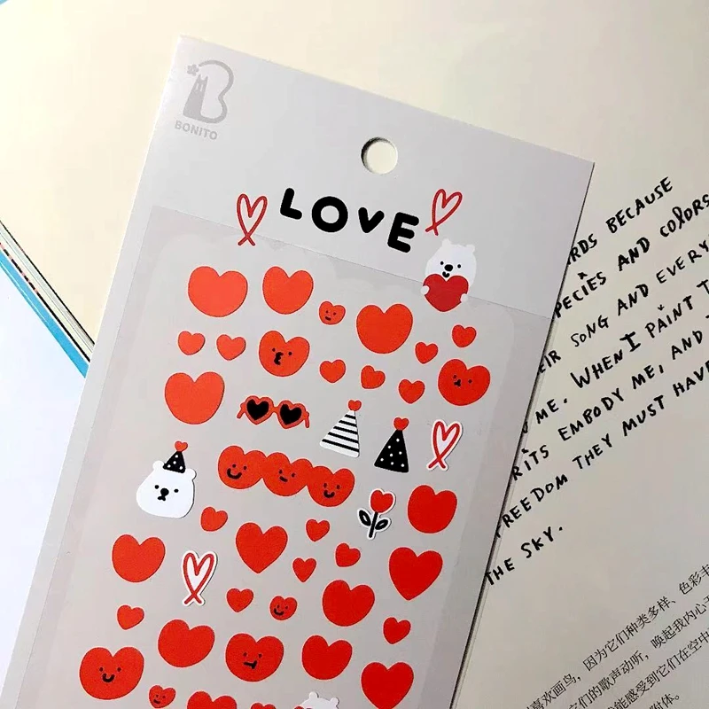Cute Star Heart Korea Stickers Scrapbooking Material Journal Card Diary Sketchbook Decor DIY Mark Sticker Hobby Craft Supplies