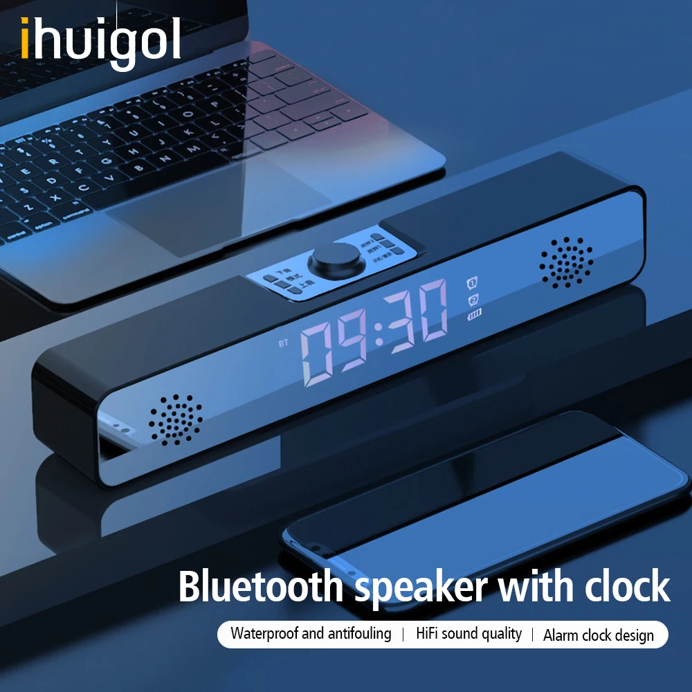 Ihuigol Bluetooth Динамик бас стерео объемный Поддержка светодиодный Дисплей зеркальной