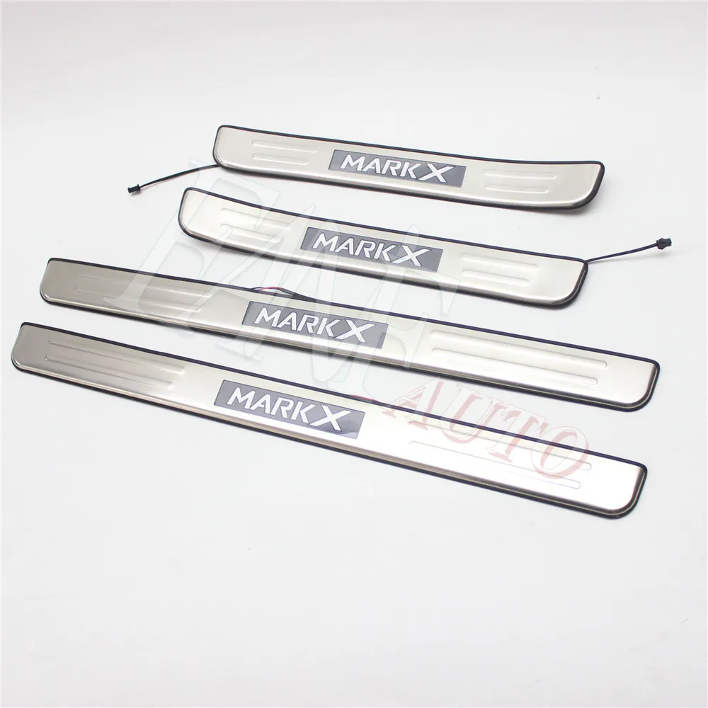 

Stainless Steel Led Door Sill Scuff Plate Guard Sills Protector Trim For Mark X 2004-2017