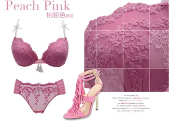 

The new sexy lace embroidery ladies bra set gathers the upper thin and the lower thick mold cup bra deep V underwear