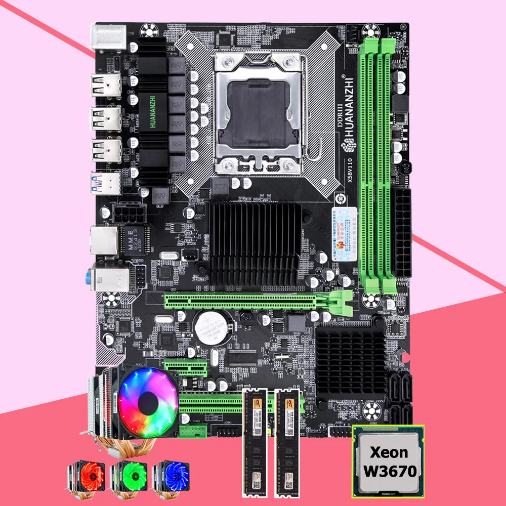 Материнская плата HUANANZHI X58 Pro процессор Intel Xeon W3670 3 46 ГГц 6 тепловых труб охладитель
