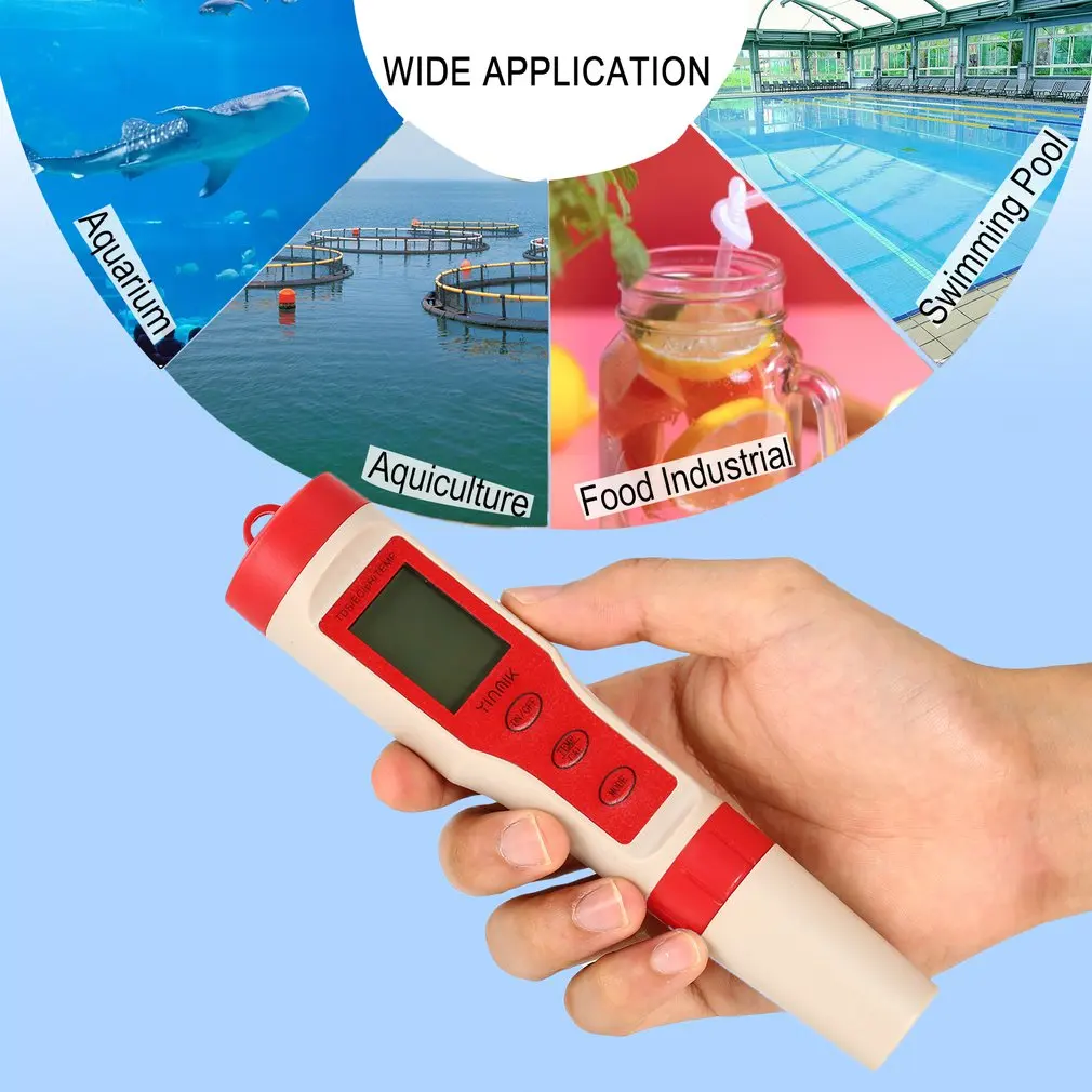 4 в 1 цифровой анализатор качества воды РН-Монитор TDS EC измеритель температуры ЖК-дисплей для аквариума ацидометр термометр измерители