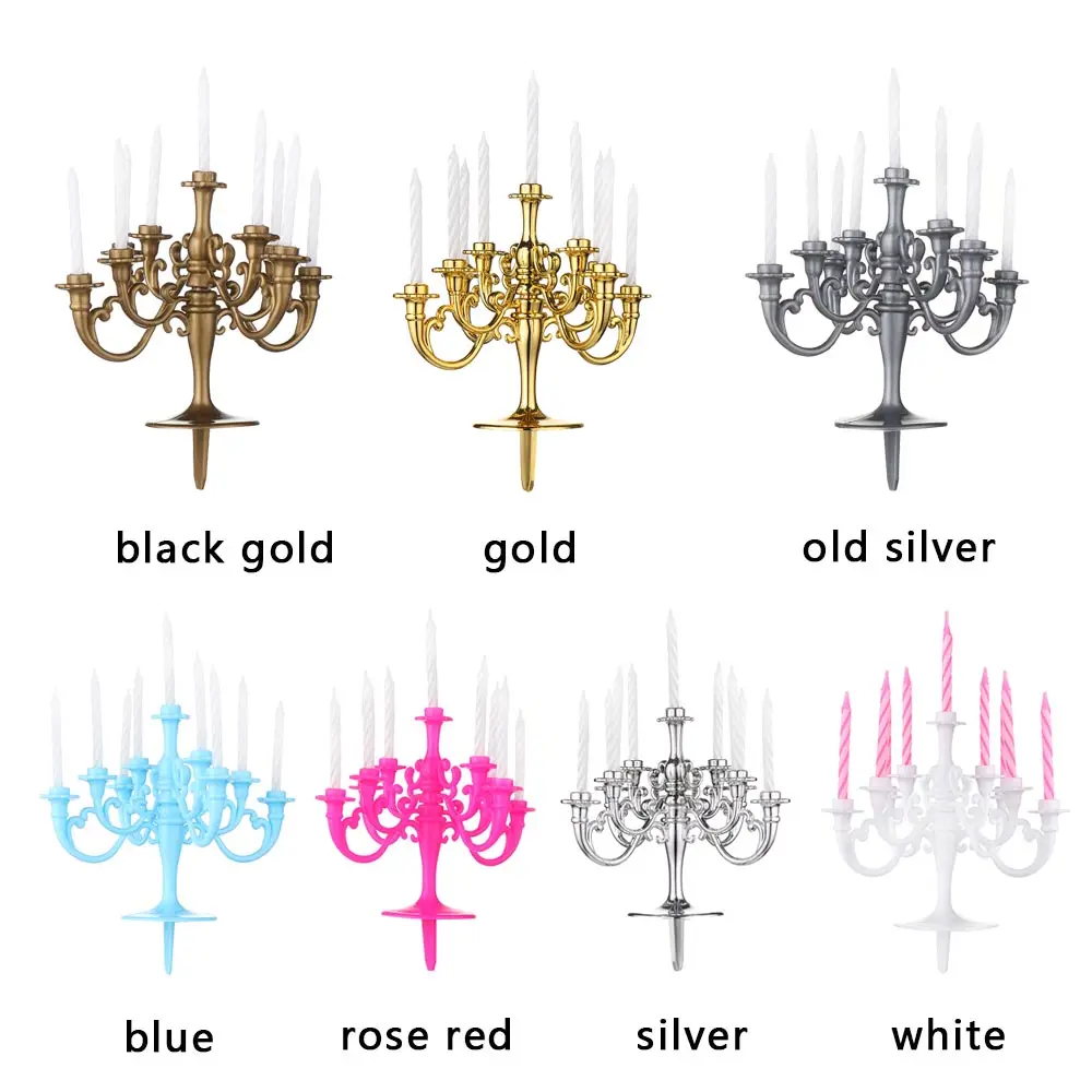 Cake Topper 1Set Candelabra Candle Holder Birthday with Candles Cupcake Decor Candlestick for Weddings Birthday Party Supplies party decorations birthday party supplies cake topper cake decorations cake candles cake toppers