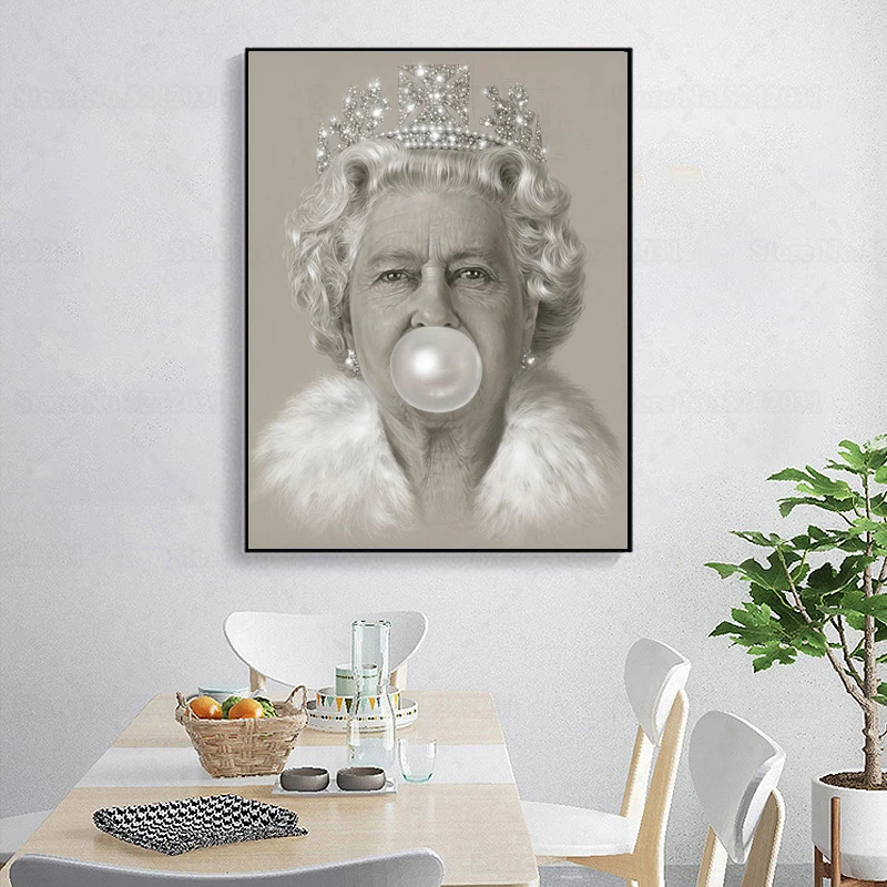 Картина на холсте queen Elizabeth II Bubblegum печать настенное искусство для украшения дома
