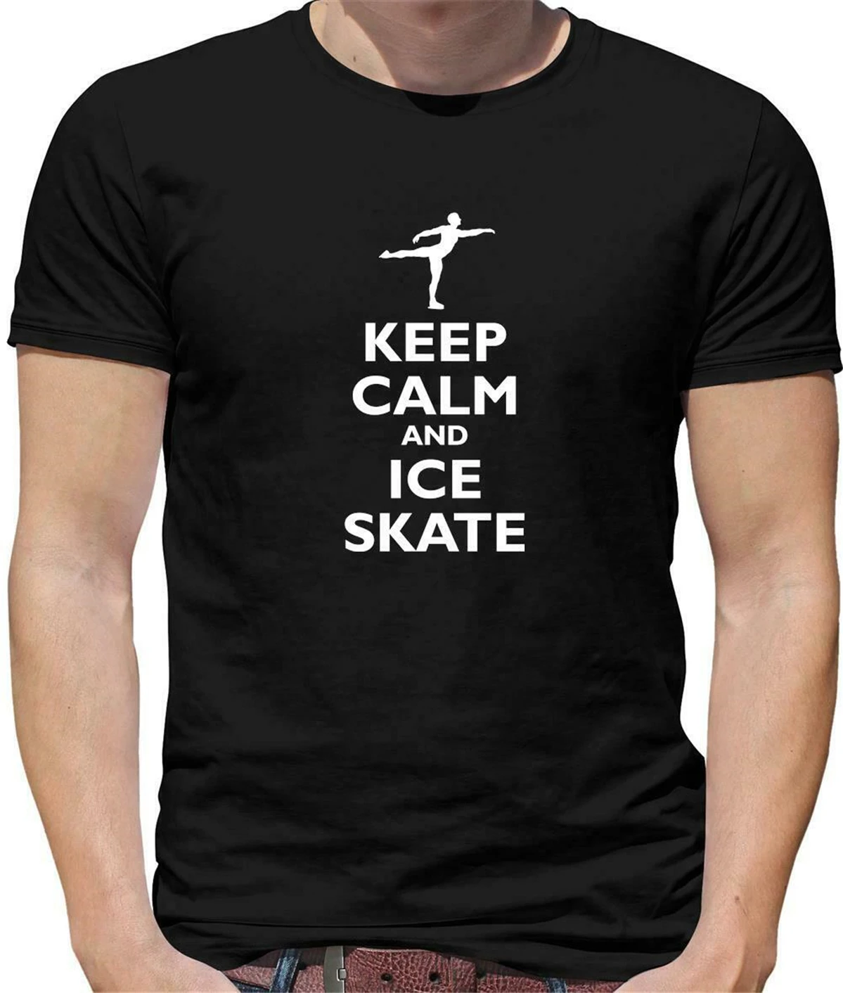 Keep Calm And Ice Skate Mens T Shirt Skater Skating Figure Skating Gift