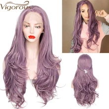 Vigorous, 24 дюйма, длинные волнистые синтетические парики на кружеве, парик на шнурке для черных/белых женщин, натуральные волосы, термостойкие волокна для волос