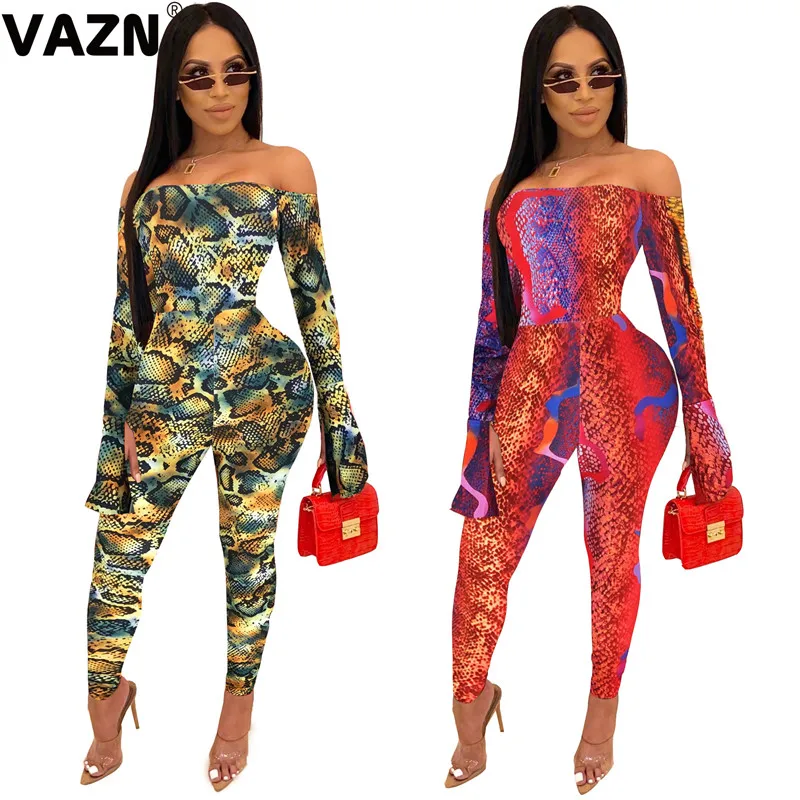 VAZN с вырезом лодочкой красочные новые горячие модные уличные Комбинезоны повседневные бодикон сексуальные длинные брюки тонкий длинный комбинезон