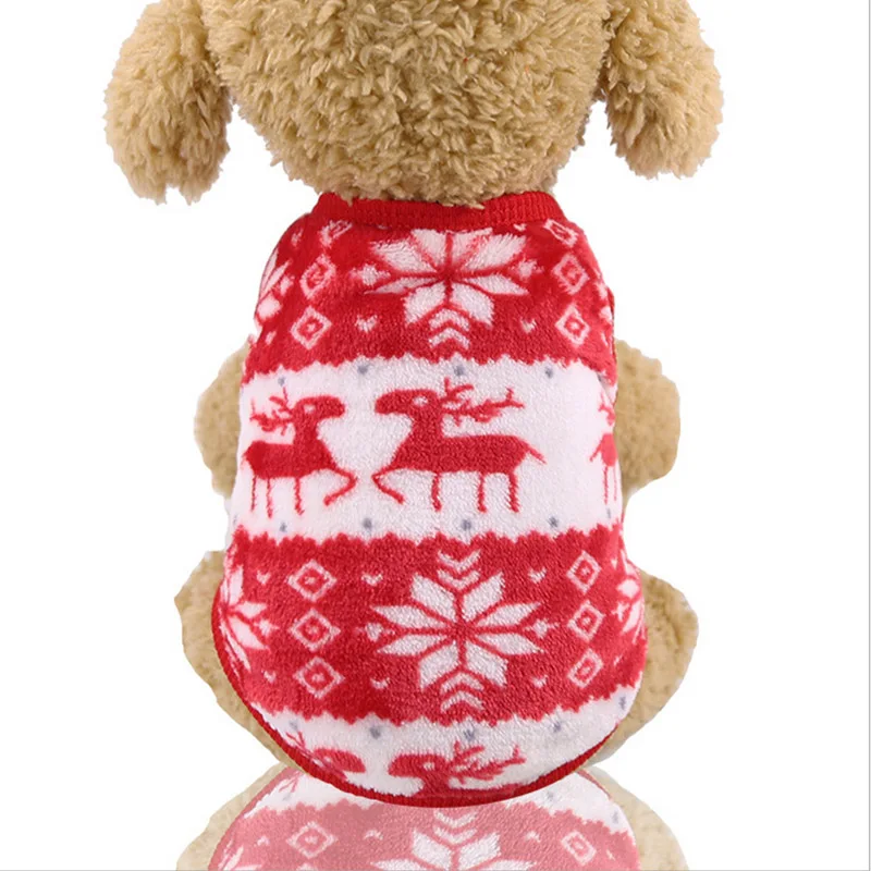 Рождественская Одежда для собак, комбинезон для больших и маленьких собак, теплая Пижама для домашних животных, жилет для собак с изображением лося, розовая, красная рубашка для кошек, одежда, зимнее пальто, 35 - Цвет: vest
