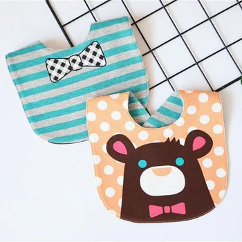 

Baby Cartoon Feeding Cloth Newborn Apron Babador Bandana Double-sided Pattern Baby Bibs 100% Cotton Waterproof Lunch Feeding Bib