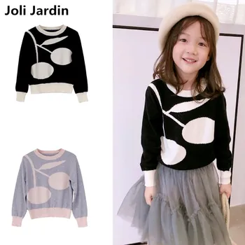 

2019 winter girls clothing girls cherry pattern tops cardigan kids clothing christmas clothes baby knit sweater top sweater