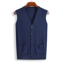 Зимний толстый теплый кардиган жилет мужские кашемировые свитера плюс Размер 6XL 7XL 8XL шерстяной пуловер для мужчин бренд v-образным вырезом кардиганы без рукавов