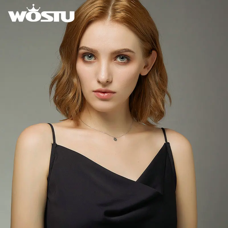 WOSTU Настоящее 925 пробы Серебряное конфессиональное ожерелье простая круглая надпись для женщин ювелирное изделие подарок на день рождения CQN374