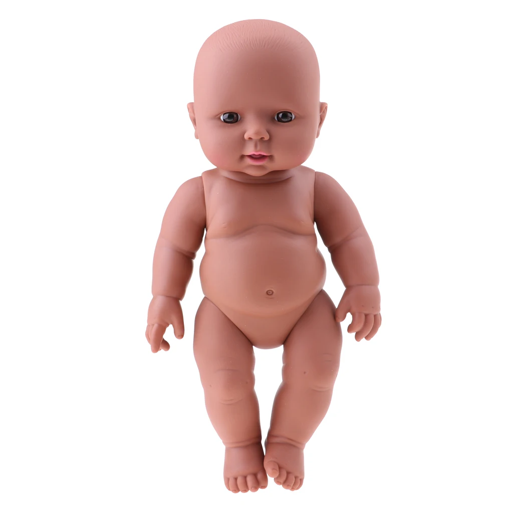 Black 30cm Vinyl Newborn Reborn Baby Girl Doll Kids Sleeping/Bath Play Toy