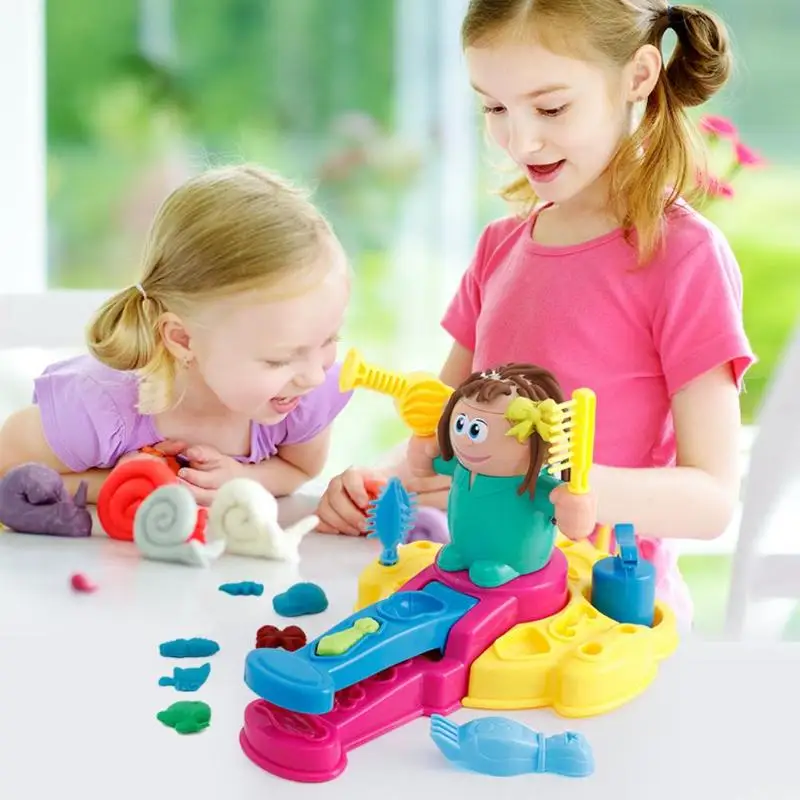 Детская игрушка Парикмахерская глиняная игрушка для детей глиняная цветная глиняная тесто ручной работы для детей ролевые игры парикмахера обучающая игрушка