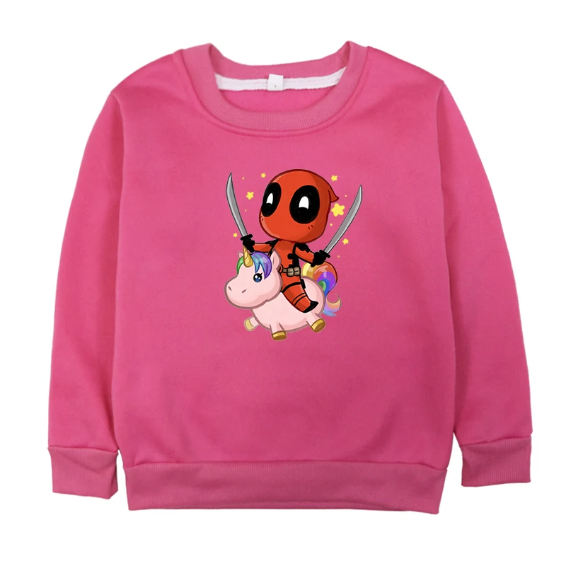 Deadpool/Детские толстовки с капюшоном с единорогом; хлопковая одежда для маленьких девочек; сезон весна-осень; топы; костюм для мальчиков; одежда с длинными рукавами для младенцев