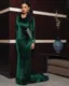 Vestido de fiesta Formal de sirena con cuentas de cristal, vestido de noche Formal de manga larga con abertura lateral, árabe, Aso, Ebi, Verde