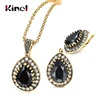 Kinel Black Stone Woman Jewelry Set Fashion Dubai Gold Drop Earrings Necklace Vintage Wedding Jewelry Wholesale ► Photo 1/6