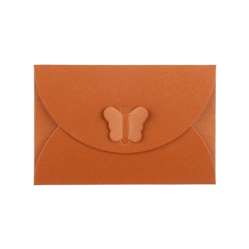 5 шт конверт мешок крафт-бумага мини Цвет Бабочка Пряжка перламутровая бумага членская карта настраиваемые канцелярские принадлежности Школьные принадлежности - Цвет: Dark Orange