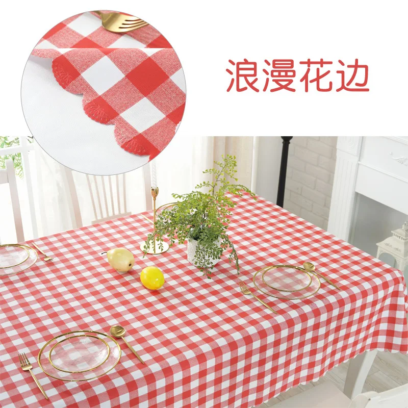 

300g Woven TableCloth PVC Waterproof Oilproof Dining Tablecloth Kitchen Rectangular Cuisine Party TableCover Flower Line
