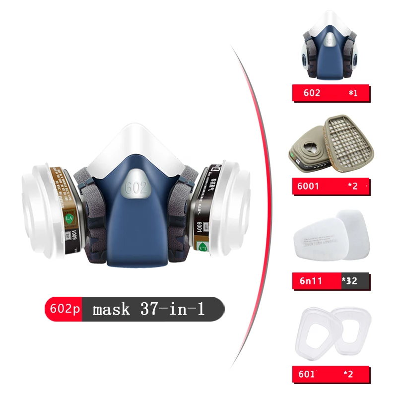 Industrial Respiratory Gas Mask 602 Mask Spray Paint Chemical Organic Gas Protect for Decoration Dust-Proof Pesticide Against